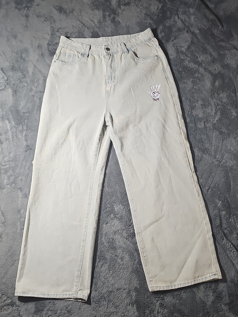 Y2K Streetwear Graffiti Graphic Light Wash Denim Jeans Size XL - Picture 2 of 9